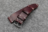 Horween Chromexcel Burgundy Side Stitch Leather Watch Strap