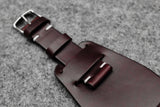 Horween Chromexcel Burgundy Unlined Side Stitch Leather Bund Watch Strap