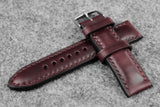 Horween Chromexcel Burgundy Full Padded Leather Watch Strap