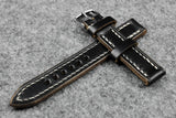 Horween Chromexcel Black Full Stitch Leather Watch Strap