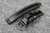 Horween Chromexcel Black Full Stitch Leather Watch Strap