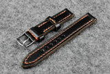 Horween Chromexcel Black Full Stitch Leather Watch Strap