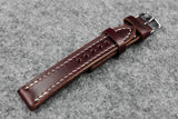 Horween Chromexcel Burgundy Full Stitch Leather Watch Strap