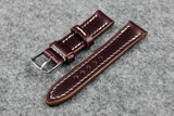 Horween Chromexcel Burgundy Full Stitch Leather Watch Strap