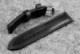 Horween Chromexcel Black Half Padded Leather Watch Strap