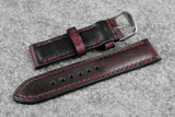Horween Chromexcel Burgundy Half Padded Leather Watch Strap