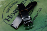 Horween Shell Cordovan Black Unlined Side Stitch Leather Watch Strap