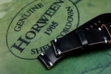 Horween Shell Cordovan Black Unlined Side Stitch Leather Watch Strap