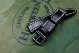 Horween Shell Cordovan Black Full Stitch Leather Watch Strap