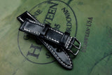Horween Shell Cordovan Black Full Stitch Leather Watch Strap