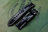 Horween Shell Cordovan Black Half Padded FS Leather Watch Strap