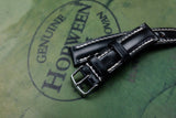 Horween Shell Cordovan Black Half Padded FS Leather Watch Strap