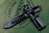 Horween Shell Cordovan Black Half Padded SS Leather Watch Strap