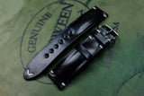 Horween Shell Cordovan Black Half Padded SS Leather Watch Strap