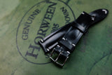 Horween Shell Cordovan Black Half Padded SS Leather Watch Strap