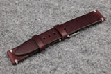 Horween Chromexcel Burgundy Unlined Side Stitch Leather Watch Strap