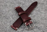 Horween Chromexcel Burgundy Unlined Side Stitch Leather Watch Strap