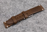Horween Chromexcel Natural Unlined Side Stitch Leather Watch Strap