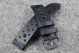 Horween Chromexcel Navy Unlined Racing Leather Watch Strap