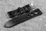 Horween Chromexcel Black Unlined Rally Leather Watch Strap