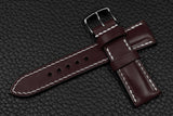 Italian Burgundy Half Padded Leather Watch Strap