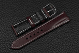 Italian Burgundy Half Padded Leather Watch Strap
