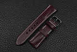 Italian Burgundy Half Padded Leather Watch Strap