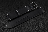 Italian Black Side Stitch Leather Watch Strap