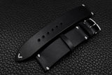 Italian Black Side Stitch Leather Watch Strap