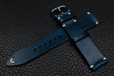 Italian Blue Side Stitch Leather Watch Strap