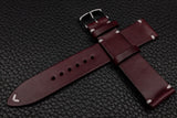 Italian Burgundy Side Stitch Leather Watch Strap