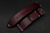 Italian Burgundy Side Stitch Leather Watch Strap