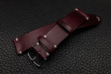 Italian Burgundy Side Stitch Leather Watch Strap