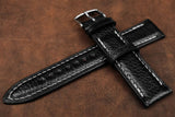 Italian Embossed Black Full Padded Leather Watch Strap
