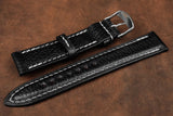 Italian Embossed Black Full Padded Leather Watch Strap