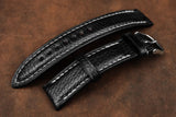 Italian Embossed Black Full Padded Leather Watch Strap