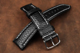 Italian Embossed Black Half Padded Leather Watch Strap