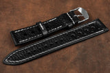 Italian Embossed Black Racing Leather Watch Strap