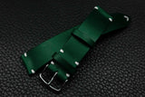 Italian Green Side Stitch Leather Watch Strap