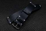 Italian Navy Side Stitch Leather Watch Strap