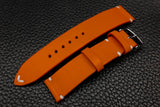 Italian Orange Side Stitch Leather Watch Strap