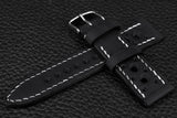 Italian Black Racing Leather Watch Strap
