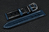 Italian Blue Racing Leather Watch Strap