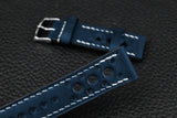 Italian Blue Racing Leather Watch Strap