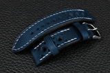 Italian Blue Racing Leather Watch Strap