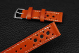 Italian Orange Racing Leather Watch Strap