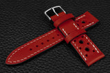 Italian Red Racing Leather Watch Strap