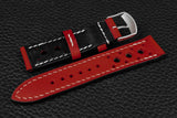 Italian Red Racing Leather Watch Strap