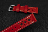 Italian Red Racing Leather Watch Strap