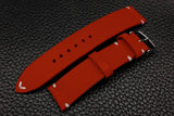 Italian Red Side Stitch Leather Watch Strap